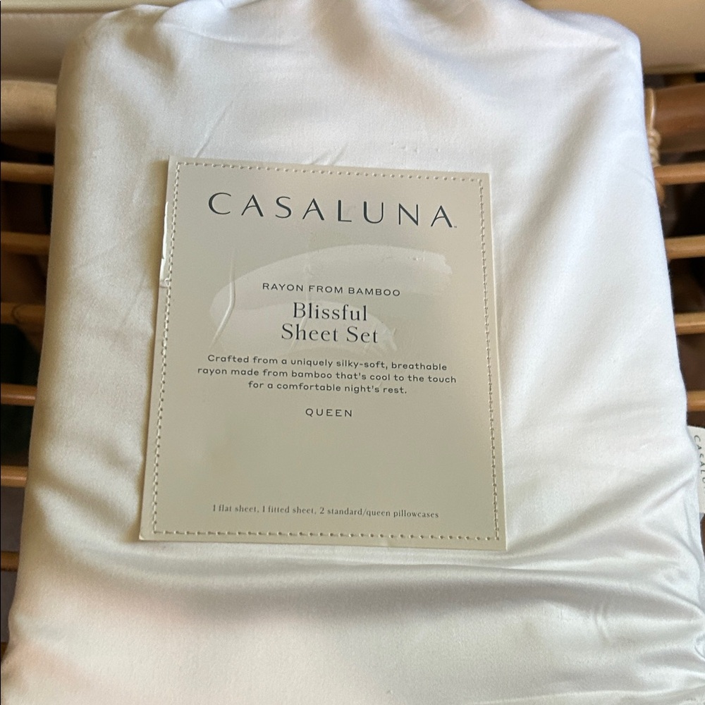 Casaluna Queen Bamboo Rayon Sheet Set - White